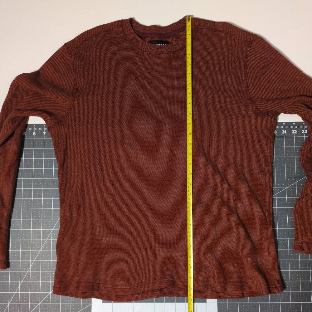 Bonobos Waffle Knit Mens Large Crew Orange Long Sleeve Grunge Streetwear Skate - Picture 7 of 12